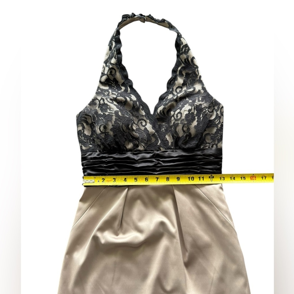 BCBG Paris Satin and Lace Black Nude Halter Dress Women’s Size 6 NWT - Picture 8 of 15